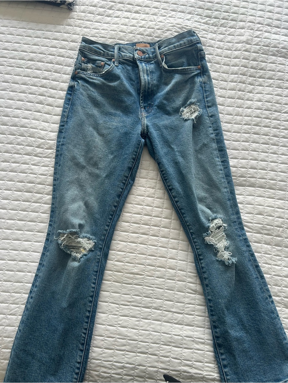 Mother The Insider Ankle Distressed Women's Blue Jeans